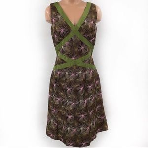 Phoebe 100% Silk Embroidered Sunburst Print Dress